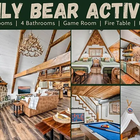 High Bear Activity, Handicap Ramp, Hot Tub, Fire Table, Game Room, Family Cabin-3